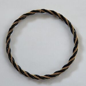Vintage 3" black and goldtone wire twisted bangle